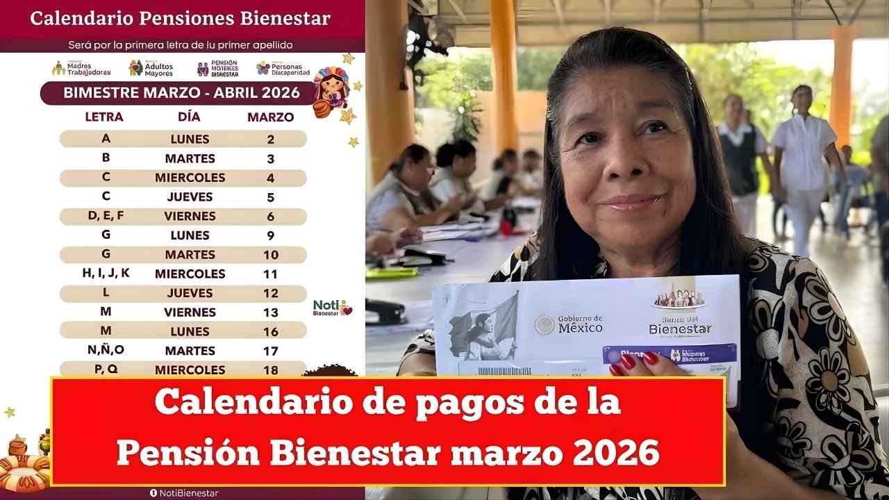 Calendario de pagos de la Pensión Bienestar marzo 2026